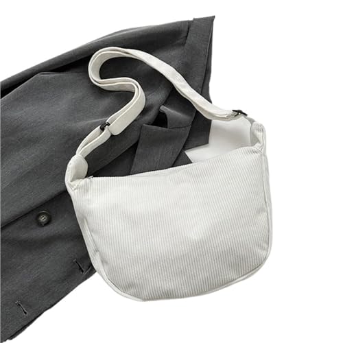 GIJMZY Cord Tasche Damen Cord-Umhängetaschen For Damen, Große Kapazität, Umhängetasche, Modische Geldbörse Und Handtaschen, Einfarbig(White) von GIJMZY