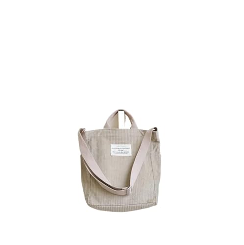 GIJMZY Cord Tasche Damen Damen Cord Umhängetasche Große Kapazität Stoffhandtasche Tote Weibliche Umhängetasche Messenger Bags Einfache Canvas Reißverschluss Geldbörsen(Beige) von GIJMZY
