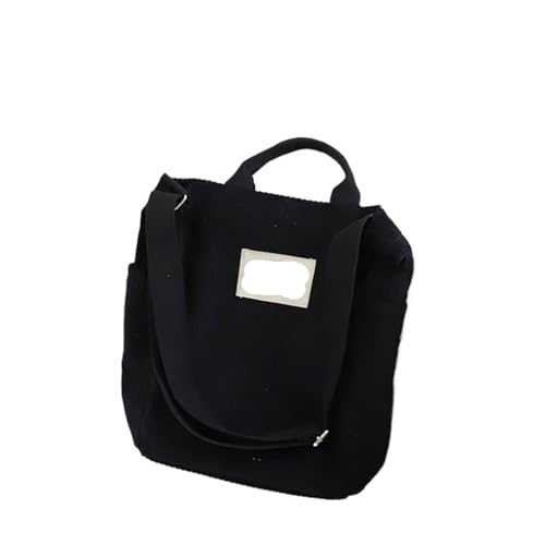 GIJMZY Cord Tasche Damen Damen Cord Umhängetasche Große Kapazität Stoffhandtasche Tote Weibliche Umhängetasche Messenger Bags Einfache Canvas Reißverschluss Geldbörsen(Black) von GIJMZY