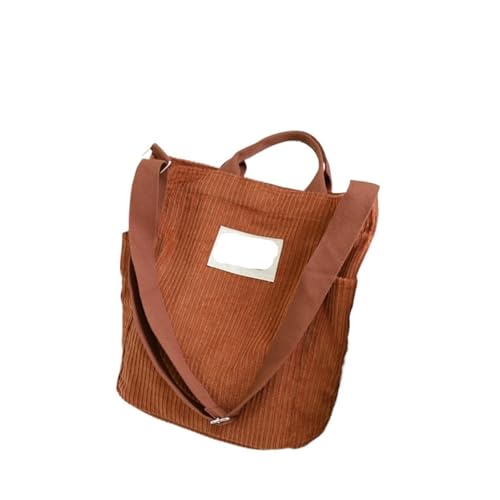 GIJMZY Cord Tasche Damen Damen Cord Umhängetasche Große Kapazität Stoffhandtasche Tote Weibliche Umhängetasche Messenger Bags Einfache Canvas Reißverschluss Geldbörsen(Brown) von GIJMZY