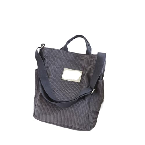GIJMZY Cord Tasche Damen Damen Cord Umhängetasche Große Kapazität Stoffhandtasche Tote Weibliche Umhängetasche Messenger Bags Einfache Canvas Reißverschluss Geldbörsen(Grey) von GIJMZY