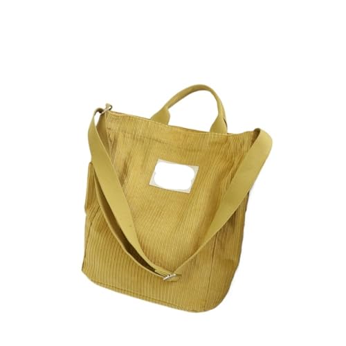 GIJMZY Cord Tasche Damen Damen Cord Umhängetasche Große Kapazität Stoffhandtasche Tote Weibliche Umhängetasche Messenger Bags Einfache Canvas Reißverschluss Geldbörsen(Yellow) von GIJMZY