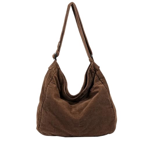 GIJMZY Cord Tasche Damen Einfache Cord-Umhängetaschen for Damen, Baumwoll-Umhängetaschen im Crossbody-Stil, Unisex, große Kapazität, lässige Tragetaschen(Chocolate) von GIJMZY