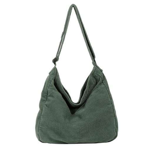 GIJMZY Cord Tasche Damen Einfache Cord-Umhängetaschen for Damen, Baumwoll-Umhängetaschen im Crossbody-Stil, Unisex, große Kapazität, lässige Tragetaschen(Green) von GIJMZY