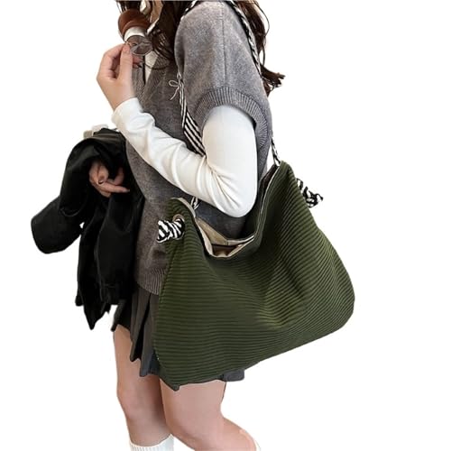 GIJMZY Cord Tasche Damen Lässige Cord Hobo Schultertasche, Minimalistische Einfarbige Handtasche, All-Match Retro Tasche Luxus Designer Handtasche Schultertasche(Green) von GIJMZY