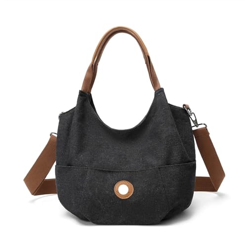 GIJMZY Cord Tasche Damen Mode Leinwand Umhängetasche Ankunft Frauen Messenger Tote Große Kapazität Casual Unterarm(Black) von GIJMZY