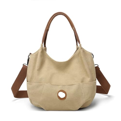 GIJMZY Cord Tasche Damen Mode Leinwand Umhängetasche Ankunft Frauen Messenger Tote Große Kapazität Casual Unterarm(Khaki) von GIJMZY