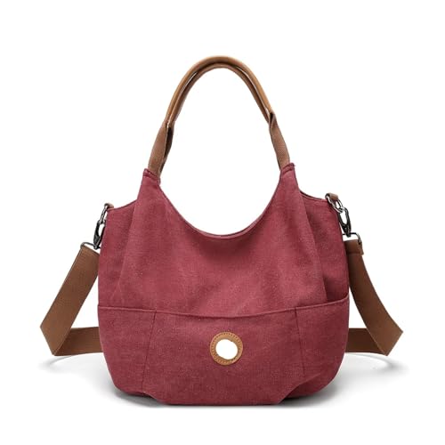 GIJMZY Cord Tasche Damen Mode Leinwand Umhängetasche Ankunft Frauen Messenger Tote Große Kapazität Casual Unterarm(Red) von GIJMZY