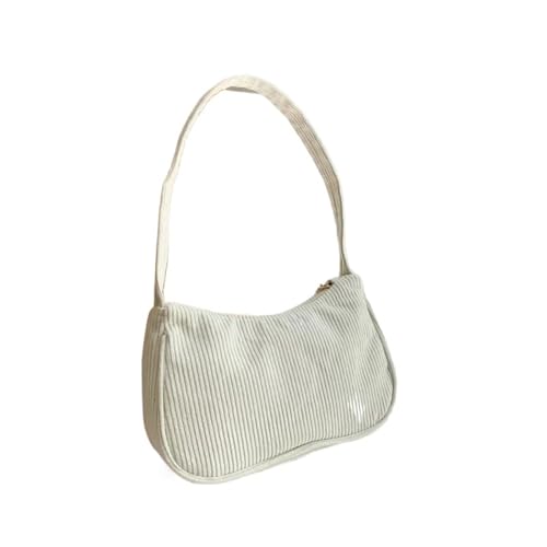 GIJMZY Cord Tasche Damen Retro Unterarmtasche Damen Halbmond Umhängetasche Mode Einfarbig Kleine Handtaschen for Frauen Reißverschluss Cord Clutch(Beige) von GIJMZY