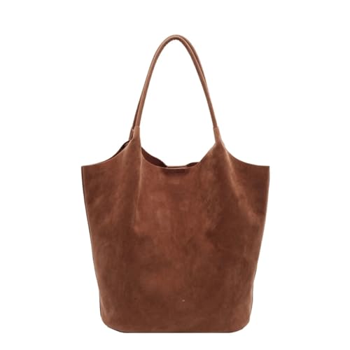 GIJMZY Cord Tasche Damen Wildleder Nähgarn Retro Damen Schultertaschen Reißverschluss Lässig Vielseitig Einfarbig Hohe Kapazität Lässige Tragetasche(Brown) von GIJMZY