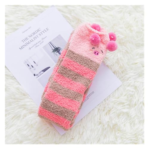 GIJMZY Flauschige Socken 2 STÜCK Tierische Thermomodellierungsstrümpfe Damen Weichkorallen Fleece Kniestrümpfe Mädchen Niedliche Bögen(8) von GIJMZY