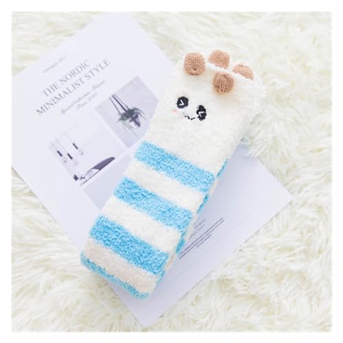 GIJMZY Flauschige Socken 2 STÜCK Tierische Thermomodellierungsstrümpfe Damen Weichkorallen Fleece Kniestrümpfe Mädchen Niedliche Bögen(Blue panda) von GIJMZY