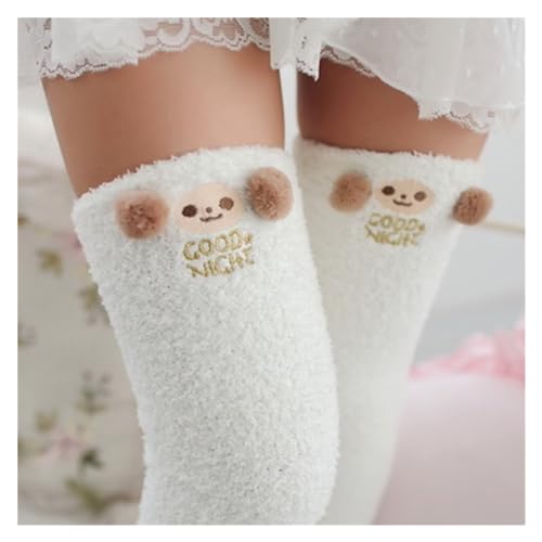 GIJMZY Flauschige Socken 2 STÜCK Tierische Thermomodellierungsstrümpfe Damen Weichkorallen Fleece Kniestrümpfe Mädchen Niedliche Bögen(Genius) von GIJMZY