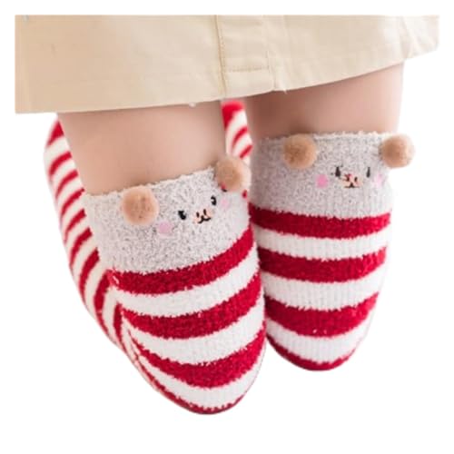 GIJMZY Flauschige Socken 2 STÜCK Tierische Thermomodellierungsstrümpfe Damen Weichkorallen Fleece Kniestrümpfe Mädchen Niedliche Bögen(Lovely pig) von GIJMZY