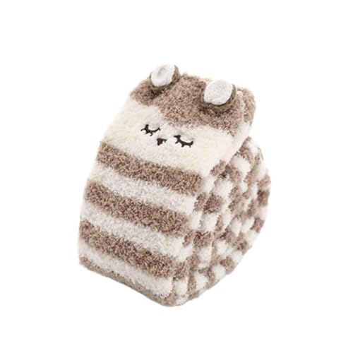 GIJMZY Flauschige Socken 2 STÜCK Tierische Thermomodellierungsstrümpfe Damen Weichkorallen Fleece Kniestrümpfe Mädchen Niedliche Bögen(Owl) von GIJMZY