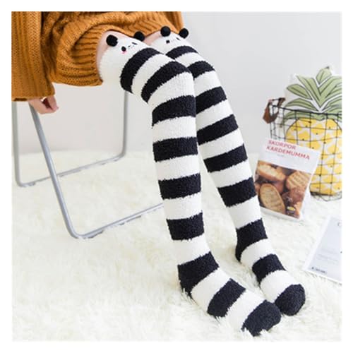 GIJMZY Flauschige Socken 2 STÜCK Tierische Thermomodellierungsstrümpfe Damen Weichkorallen Fleece Kniestrümpfe Mädchen Niedliche Bögen(Panda) von GIJMZY