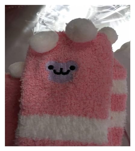 GIJMZY Flauschige Socken 2 STÜCK Tierische Thermomodellierungsstrümpfe Damen Weichkorallen Fleece Kniestrümpfe Mädchen Niedliche Bögen(Pink sheep) von GIJMZY