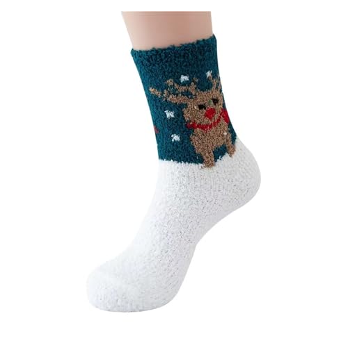 GIJMZY Flauschige Socken 2 STÜCK Weihnachtssocken Korallenvlies Winterplüsch Verdickte warme Haftbodensocken Männer und Frauen Paarsocken Schlafsocken Geschenk(13) von GIJMZY