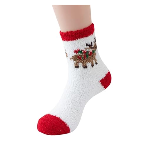 GIJMZY Flauschige Socken 2 STÜCK Weihnachtssocken Korallenvlies Winterplüsch Verdickte warme Haftbodensocken Männer und Frauen Paarsocken Schlafsocken Geschenk(17) von GIJMZY