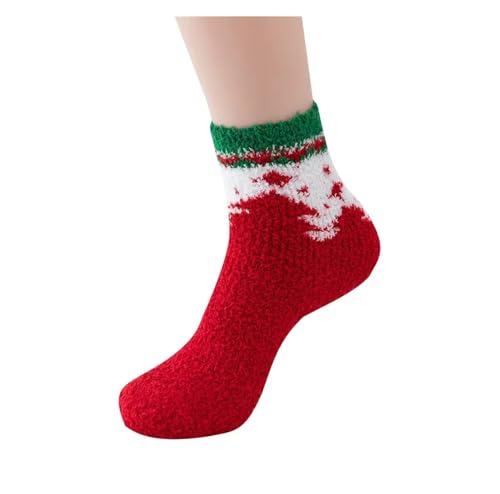 GIJMZY Flauschige Socken 2 STÜCK Weihnachtssocken Korallenvlies Winterplüsch Verdickte warme Haftbodensocken Männer und Frauen Paarsocken Schlafsocken Geschenk(18) von GIJMZY