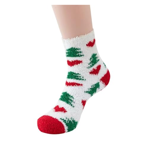 GIJMZY Flauschige Socken 2 STÜCK Weihnachtssocken Korallenvlies Winterplüsch Verdickte warme Haftbodensocken Männer und Frauen Paarsocken Schlafsocken Geschenk(20) von GIJMZY