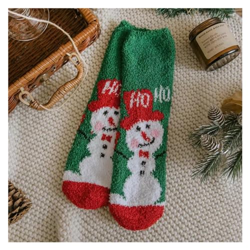 GIJMZY Flauschige Socken 2 STÜCK Weihnachtssocken Korallenvlies Winterplüsch Verdickte warme Haftbodensocken Männer und Frauen Paarsocken Schlafsocken Geschenk(7) von GIJMZY