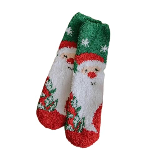 GIJMZY Flauschige Socken 2 STÜCK Weihnachtssocken Korallenvlies Winterplüsch Verdickte warme Haftbodensocken Männer und Frauen Paarsocken Schlafsocken Geschenk(9) von GIJMZY