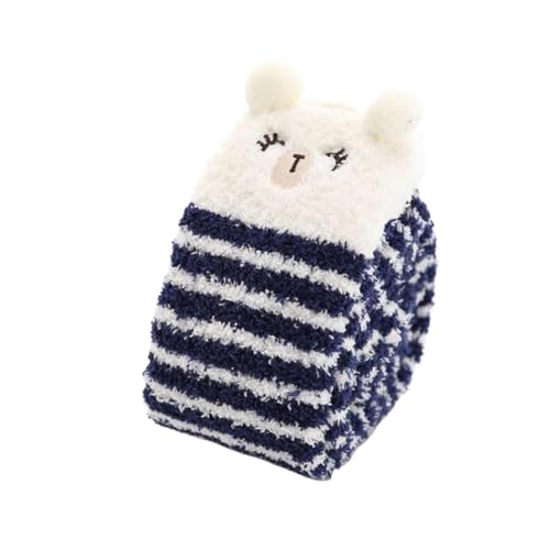 GIJMZY Flauschige Socken 2PC Frauen Gestreiften Cartoon Socken Gestickte Tier Korallen Fleece Socke Verdickt Warme frauen Nette Schlaf Über Die Knie socken(BU-WT-pig) von GIJMZY