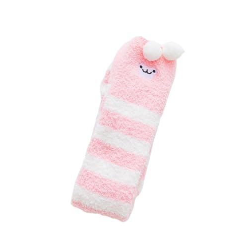GIJMZY Flauschige Socken 2PC Frauen Gestreiften Cartoon Socken Gestickte Tier Korallen Fleece Socke Verdickt Warme frauen Nette Schlaf Über Die Knie socken(PK-sheep) von GIJMZY