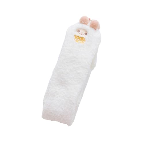 GIJMZY Flauschige Socken 2PC Frauen Gestreiften Cartoon Socken Gestickte Tier Korallen Fleece Socke Verdickt Warme frauen Nette Schlaf Über Die Knie socken(WT-sheep) von GIJMZY