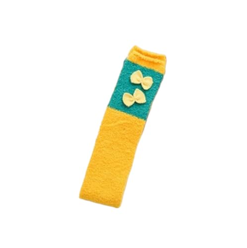 GIJMZY Flauschige Socken 2PC Frauen Gestreiften Cartoon Socken Gestickte Tier Korallen Fleece Socke Verdickt Warme frauen Nette Schlaf Über Die Knie socken(YL-bow) von GIJMZY