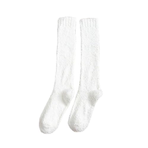 GIJMZY Flauschige Socken 2PC Weiche Korallen Fleece Strümpfe Frauen Winter Einfarbig Warme Oberschenkel Hohe Strümpfe Hause Warm Halten Über Knie Hohe lange Socken(09) von GIJMZY