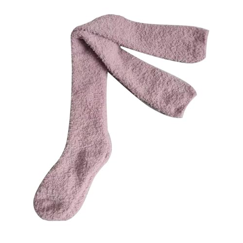 GIJMZY Flauschige Socken 2PC Winter Warme Dicke Korallen Fleece Socken Frauen Strümpfe Casual Oberschenkel Hoch Über Knie Hohe(Darkpink) von GIJMZY