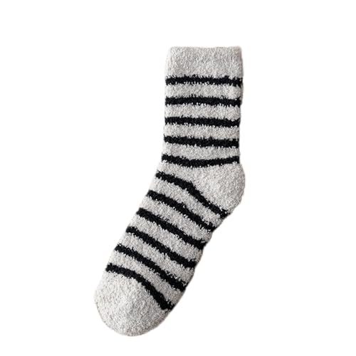 GIJMZY Flauschige Socken 3PC Patchwork Gestreiften Mann Socke Korallen Fleece for Männer Socken Crew Weiß Baumwolle Koreanische Weiche Strumpfwaren Herbst Winter Casual komfort(2) von GIJMZY