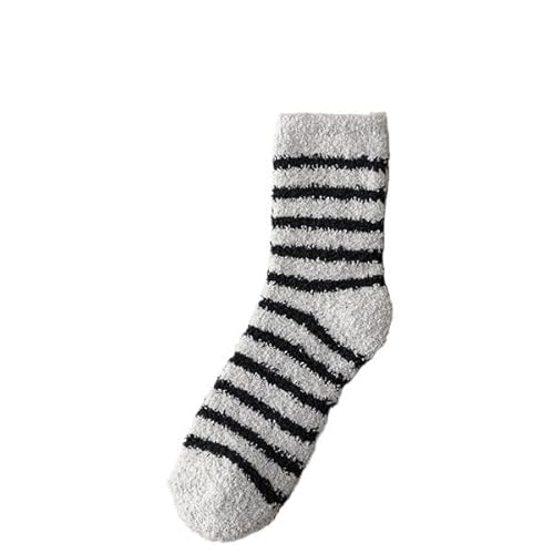 GIJMZY Flauschige Socken 5 Paar dicke Herren-Thermosocken for den Winter, warm, gestreift, Korallen-Fleece, flauschig, einfarbig, Schlafsocken for Männer(Gray) von GIJMZY