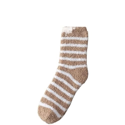 GIJMZY Flauschige Socken 5 Paar dicke Herren-Thermosocken for den Winter, warm, gestreift, Korallen-Fleece, flauschig, einfarbig, Schlafsocken for Männer(Khaki) von GIJMZY