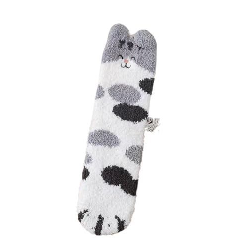 GIJMZY Flauschige Socken 5 Pairs Korallen Fleece Socken Winter Frau Cartoon Tier 3d Katze Pfote Nette Warme Schlaf Boden Strumpfwaren Verdicken Lange(5 pairs grey dot) von GIJMZY