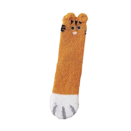 GIJMZY Flauschige Socken 5 Pairs Korallen Fleece Socken Winter Frau Cartoon Tier 3d Katze Pfote Nette Warme Schlaf Boden Strumpfwaren Verdicken Lange(5 pairs yellow) von GIJMZY