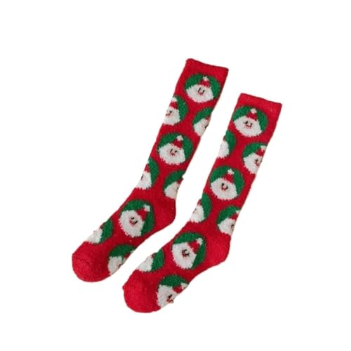 GIJMZY Flauschige Socken 7 Paare/satz Lange Weihnachtssocken Korallen Fleece Frauen Warme Verdickte Boden Schlaf Socke Schneeflocke Hirsch Baum Gril Geschenk Socken Strumpf(7 pairs Color 2) von GIJMZY