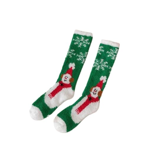 GIJMZY Flauschige Socken 7 Paare/satz Lange Weihnachtssocken Korallen Fleece Frauen Warme Verdickte Boden Schlaf Socke Schneeflocke Hirsch Baum Gril Geschenk Socken Strumpf(7 pairs Color 3) von GIJMZY