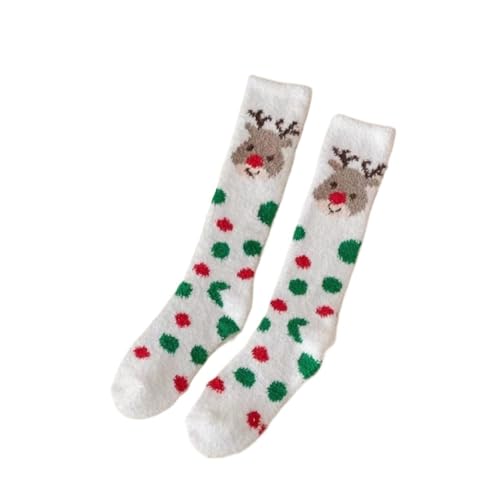 GIJMZY Flauschige Socken 7 Paare/satz Lange Weihnachtssocken Korallen Fleece Frauen Warme Verdickte Boden Schlaf Socke Schneeflocke Hirsch Baum Gril Geschenk Socken Strumpf(7 pairs Color 4) von GIJMZY