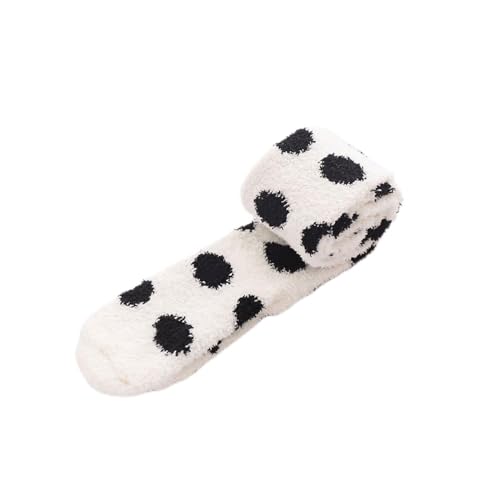 GIJMZY Flauschige Socken Dot Print Korallen Fleece Strümpfe for Frauen Mädchen Winter Warme Weiche Plüsch Oberschenkel Hohe Socken Hause Schlafen Lange Röhre socken(Black) von GIJMZY