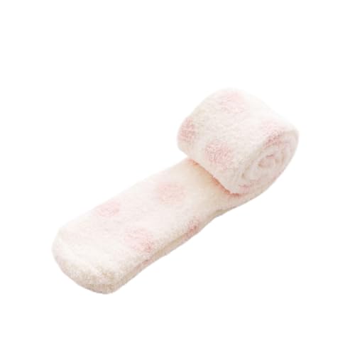 GIJMZY Flauschige Socken Dot Print Korallen Fleece Strümpfe for Frauen Mädchen Winter Warme Weiche Plüsch Oberschenkel Hohe Socken Hause Schlafen Lange Röhre socken(Pink) von GIJMZY