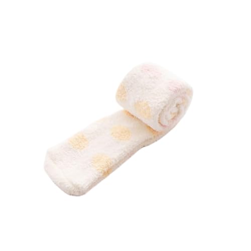 GIJMZY Flauschige Socken Dot Print Korallen Fleece Strümpfe for Frauen Mädchen Winter Warme Weiche Plüsch Oberschenkel Hohe Socken Hause Schlafen Lange Röhre socken(Yellow) von GIJMZY