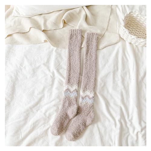 GIJMZY Flauschige Socken Weiche verdicken warme Korallen Fleece Strümpfe for Frauen Mädchen Oberschenkel hohe lange Beinwärmer Socken Indoor Hause Boden Schlafen Socken(B) von GIJMZY