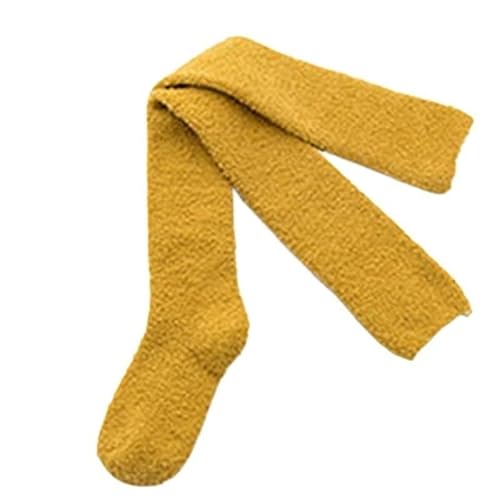 GIJMZY Flauschige Socken Winter Warme Oberschenkel Hohe Strümpfe Frauen Korallen Fleece Weichen, Flauschigen Knie Socken Candy Farbe Weibliche Lange Strümpfe(A) von GIJMZY