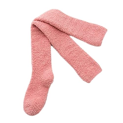 GIJMZY Flauschige Socken Winter Warme Oberschenkel Hohe Strümpfe Frauen Korallen Fleece Weichen, Flauschigen Knie Socken Candy Farbe Weibliche Lange Strümpfe(B) von GIJMZY