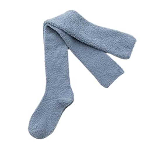GIJMZY Flauschige Socken Winter Warme Oberschenkel Hohe Strümpfe Frauen Korallen Fleece Weichen, Flauschigen Knie Socken Candy Farbe Weibliche Lange Strümpfe(C) von GIJMZY