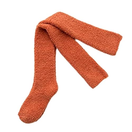 GIJMZY Flauschige Socken Winter Warme Oberschenkel Hohe Strümpfe Frauen Korallen Fleece Weichen, Flauschigen Knie Socken Candy Farbe Weibliche Lange Strümpfe(D) von GIJMZY
