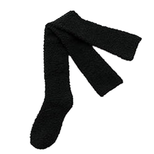 GIJMZY Flauschige Socken Winter Warme Oberschenkel Hohe Strümpfe Frauen Korallen Fleece Weichen, Flauschigen Knie Socken Candy Farbe Weibliche Lange Strümpfe(F) von GIJMZY